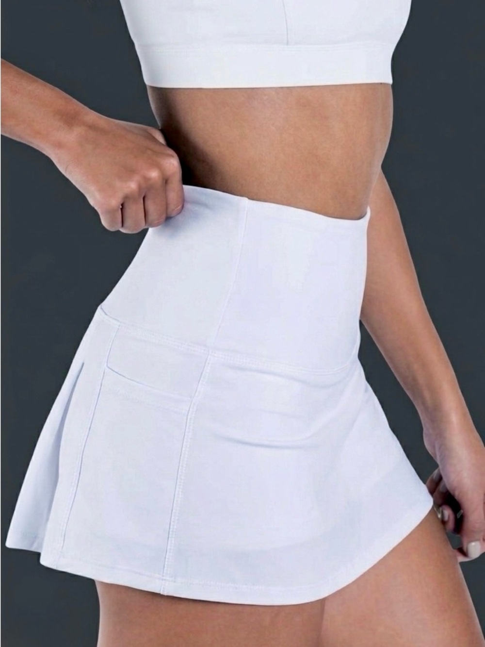 IVL COLLECTIVE White Back Pleated Tennis Skirt Skort w Built-in Shorts